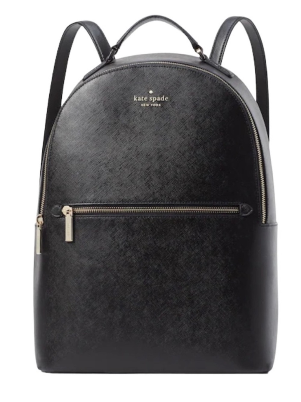 kate spade Large Black Saffiano Leather Dome Backpack with Gold Hardware